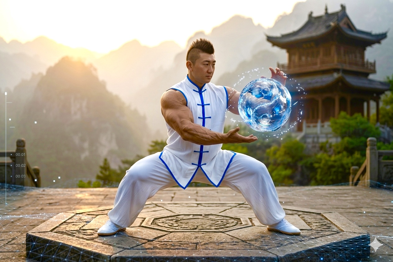 AI 生成的太极水球户外概念视觉
