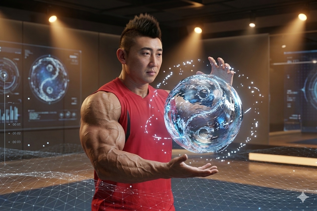 AI 生成的太极水球室内概念视觉